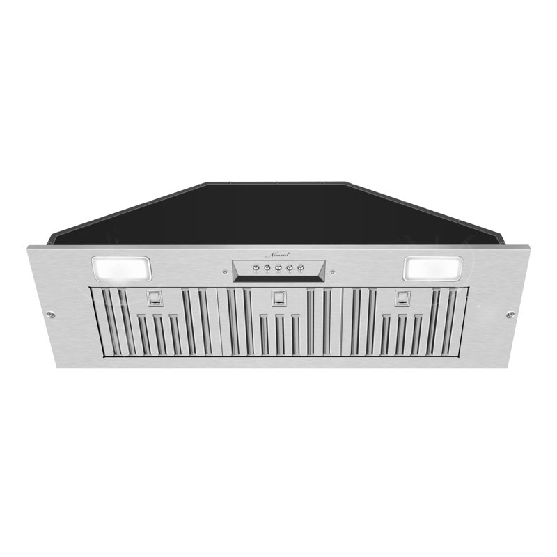 Hotte intégrée 35,5 po 600 CFM en acier inoxydable / noir avec veilleuse
