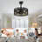 Angelyca Black Rattan Caged Ceiling Fan with Light and Remote, Reversible DC Motor, Rustic Farmhouse Fandelier-1857377315