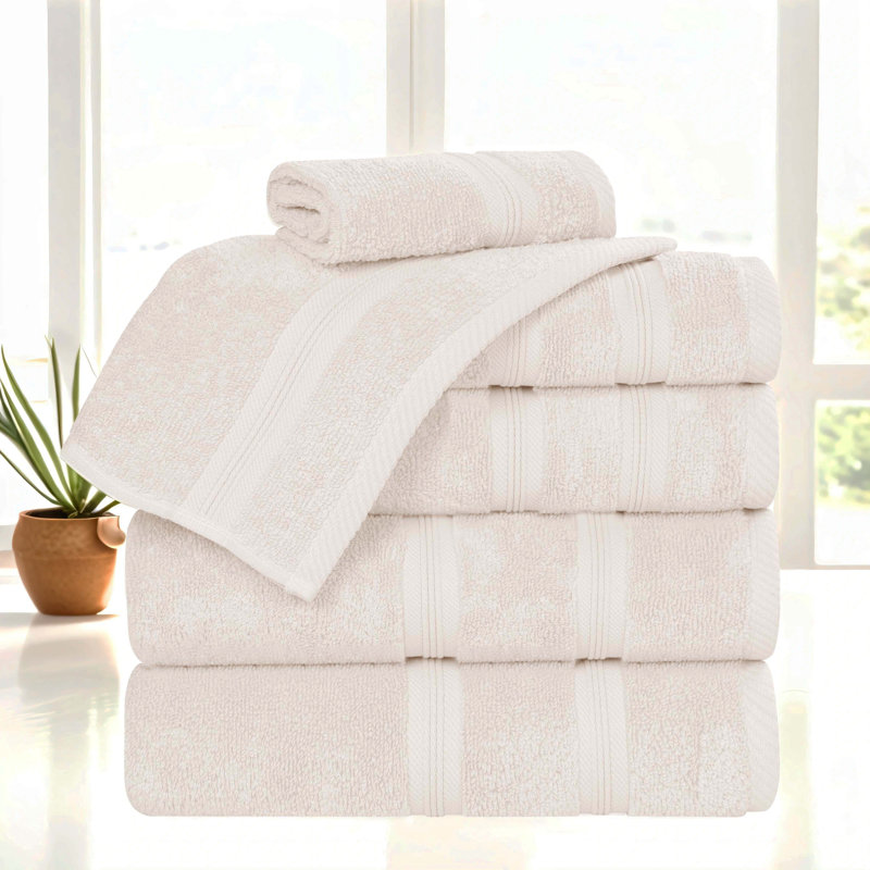 Smart Dry 100% Cotton 6-Piece Towel Set, Ivory
