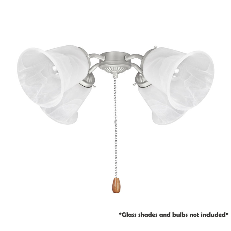 Brushed Nickel 12'' Flush Mount Ceiling Fan Light Kit with Pull Chain