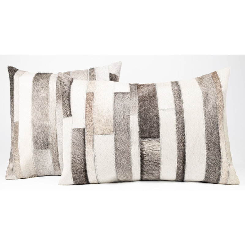 Canvello Genuine Cowhide Leather Decorative Throw Pillows - Handmade Patchwork Boho Accent Pillows For Sofa, Couch, Bed, Chair - Western Southwestern Farmhouse Pillow Covers With Feather Down Insert Included