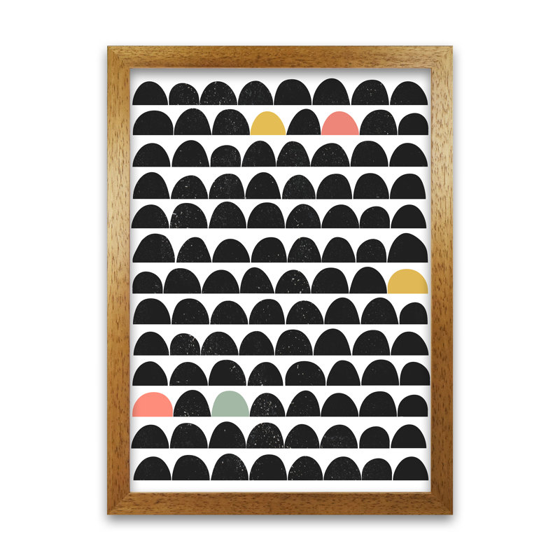 Mid Century Black And Colour - Print, Oak Frame, 59cm H x 42cm W x 3cm D
