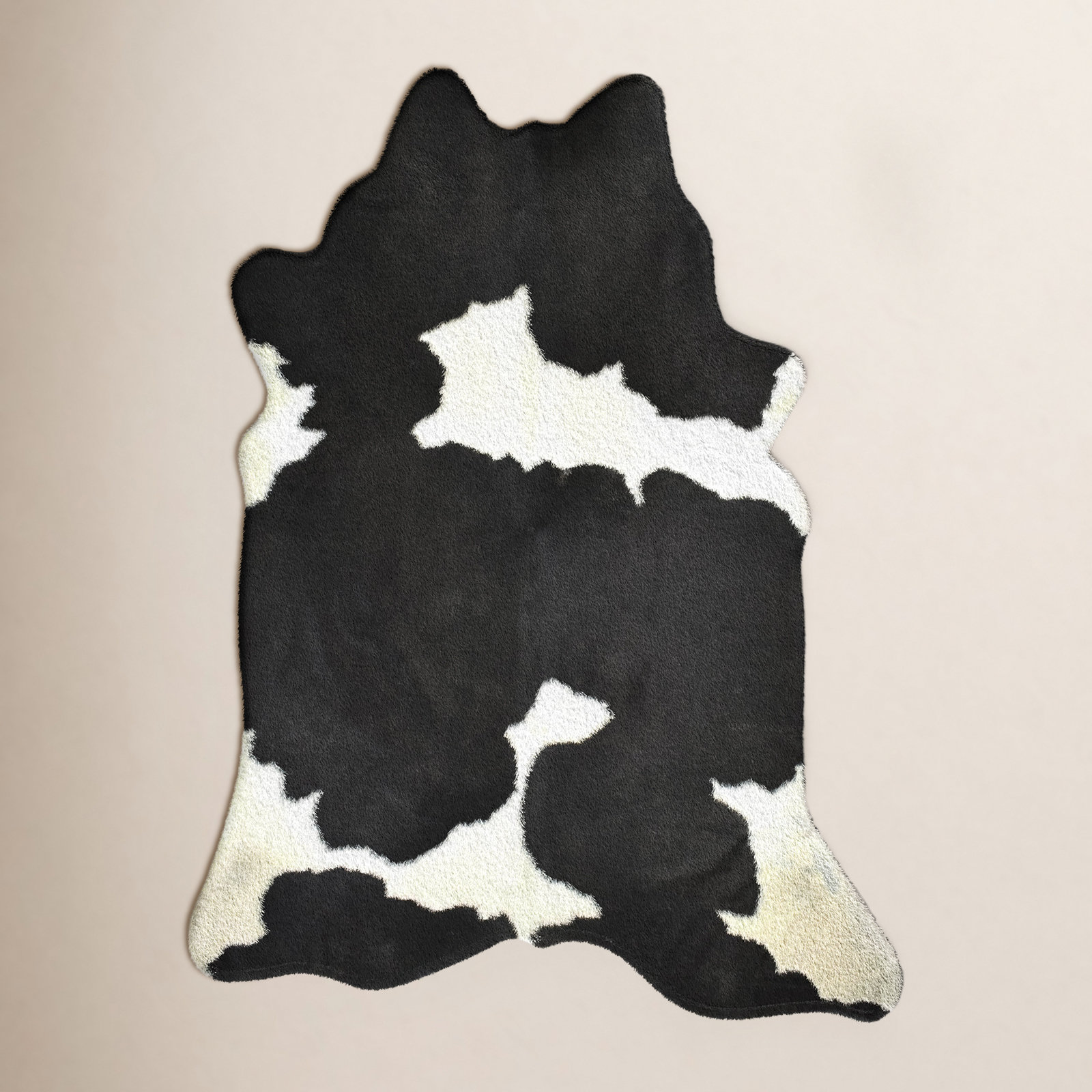 Charlize Whitish Black Handmade Cowhide Rug, 5' x 6'6"