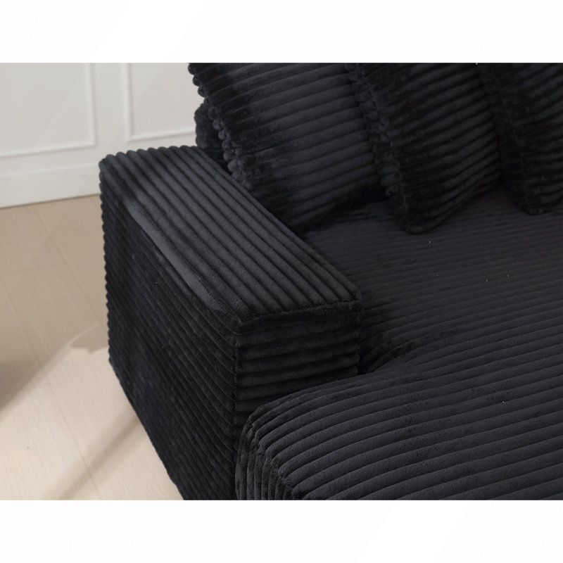 Oversized Two-Piece  Couches,  L Shaped Sofa, Corduroy,With Armrests,Eight Throw Pillows,Corner Sofa,Easy To Assemble
