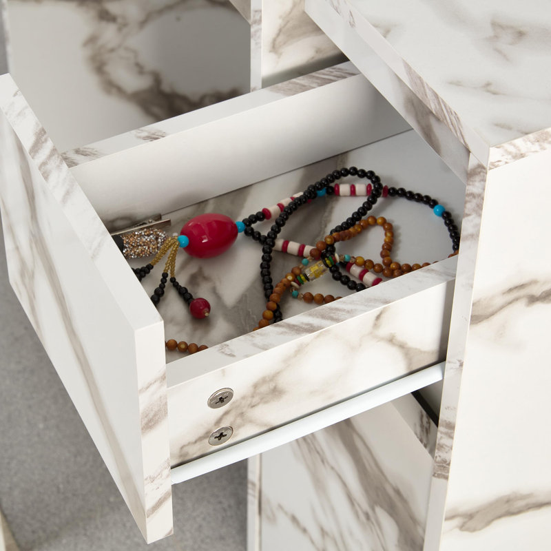 Neomi Dressing Table with Mirror, White
