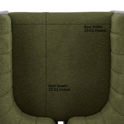 Olive Green Boucle Upholstered Dining Chairs Kitchen Chairs Side Chairs Set of 4, with Rubber Wood Frame Legs