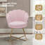 Round velvet armchair with petal backrest and gold metal legs modern accent chair dressing chair for home-1439127345