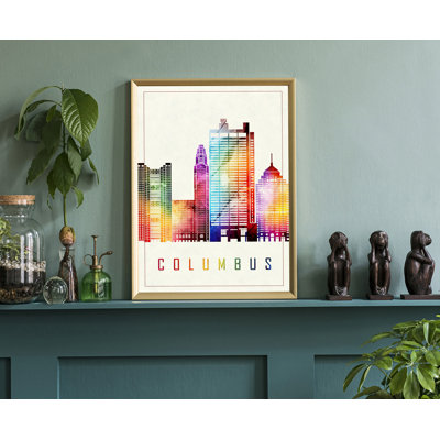 Columbus Modern Illustration US Cities Poster, Unframed Print, Ohio State Wall Art Poster