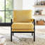 Fauteuil moderne mi-siècle en chenille - Assise jaune, structure en bois massif, bois d'hévéa