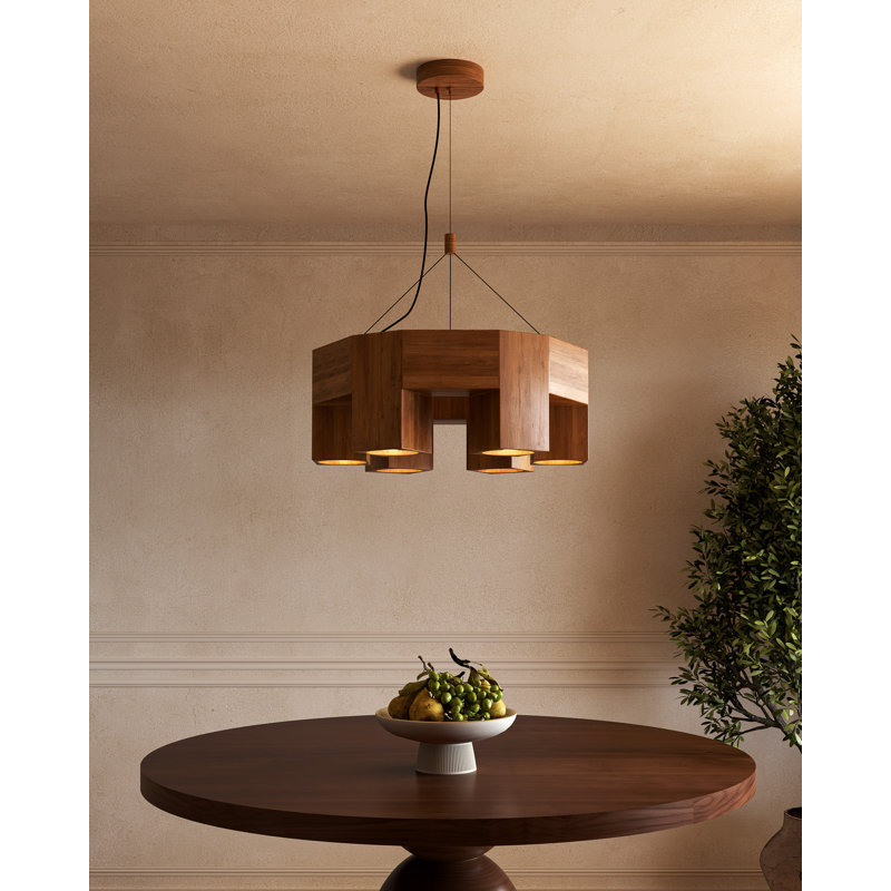 Bosco 6 - Light LED Chandelier, Natural Oak