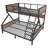 Bunk Bed With Storage Shelves And Lights,metal Bunk Bed For Adults & Teens, Noise-free, Space-saving Frame, No Box Spring Needed, Black-1900302870