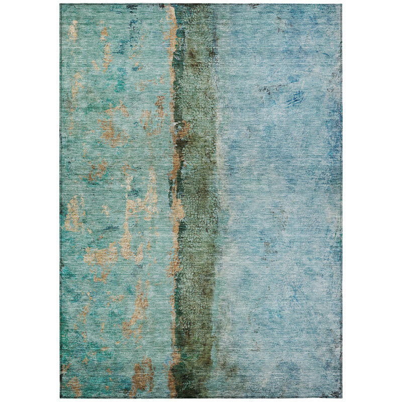 Tapis intérieur lavable abstrait doré 10 pi x 14 pi