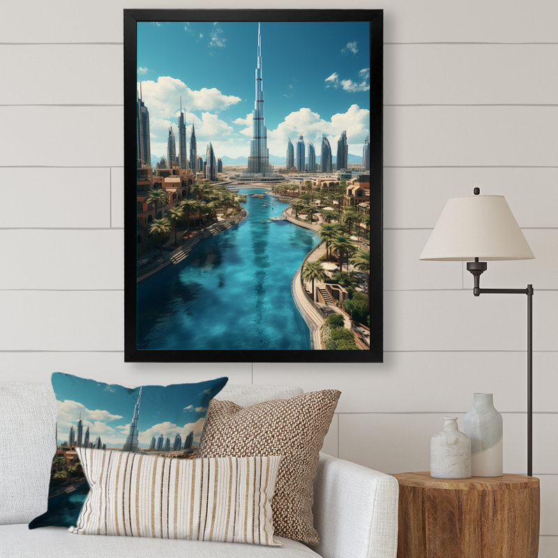 Cityscapes Wall Art Living Room, H 32 po x l 24 po x P 1 po, Cadre photo noir