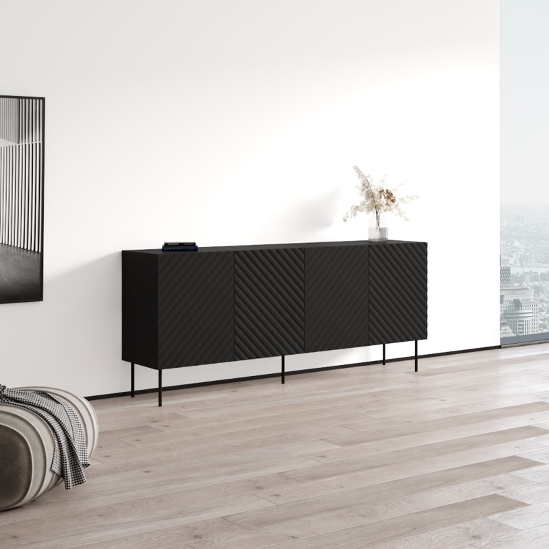 Onda 74.8" Sideboard with Matte Finish, Black