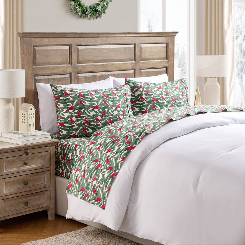 Hallmark Birdie Multi Brushed Cotton Flannel Bed Sheet Set, Twin