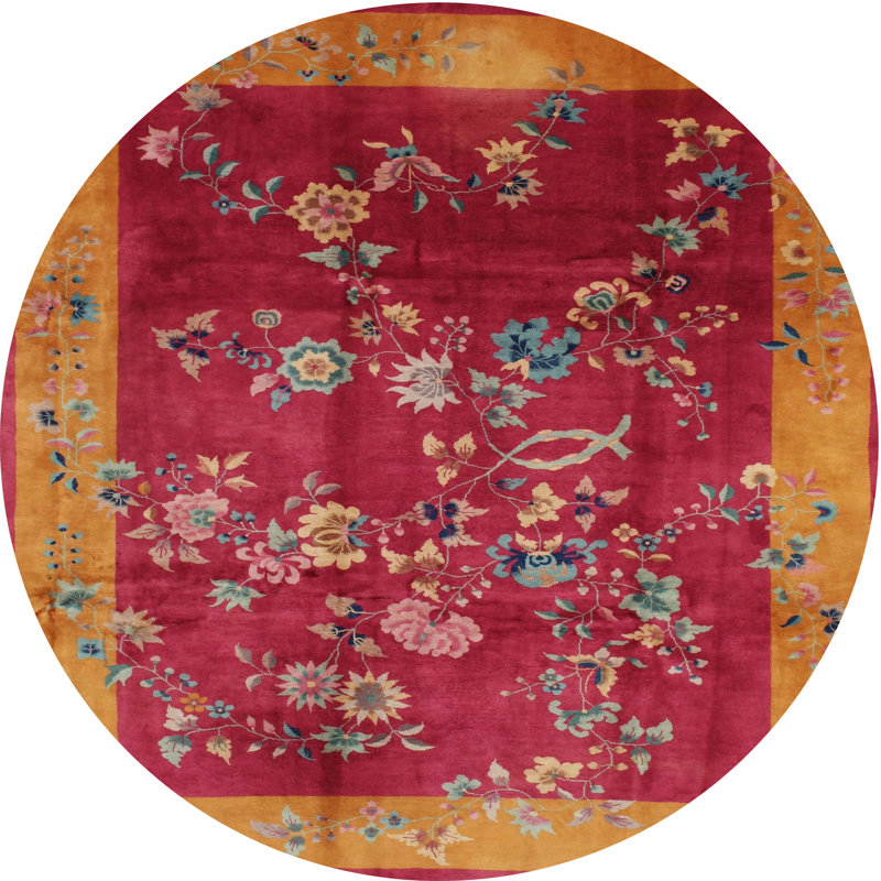 Chemene Floral Indoor Rug, Round 4'
