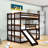 Elester Full Over Full Over Full Wooden Triple / Quad Bunk Bed with Slide-1742758033