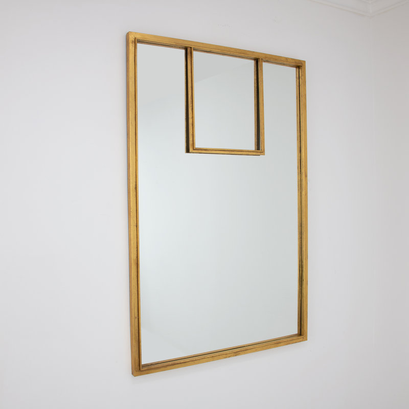 Porta Rectangle Metal Mirror, Antiqued Gold