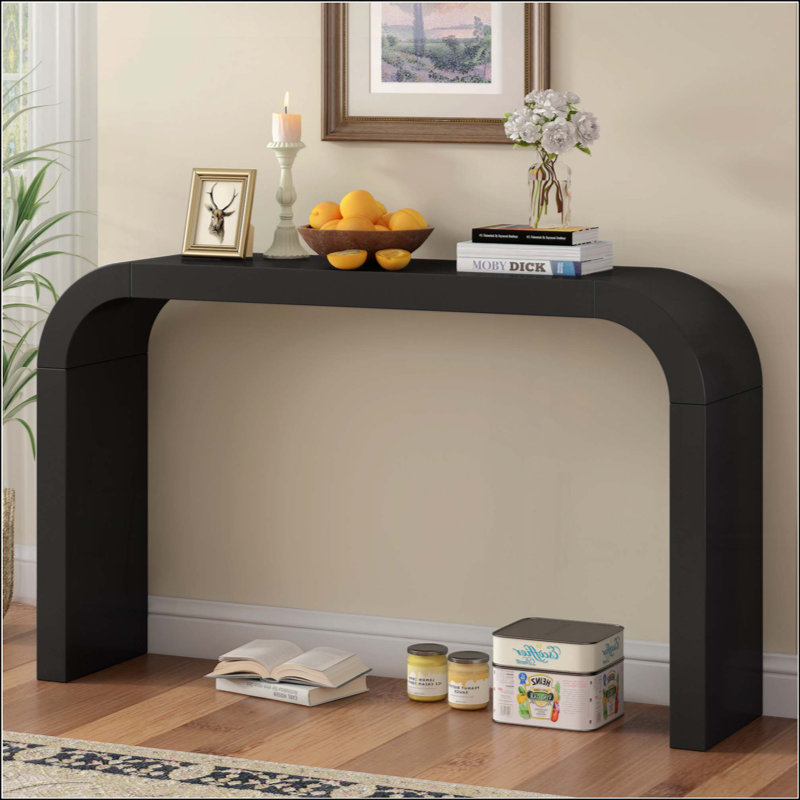 Wood 52'' Console Table, Black, 30.9" H x 52.25" W x 11.81" D