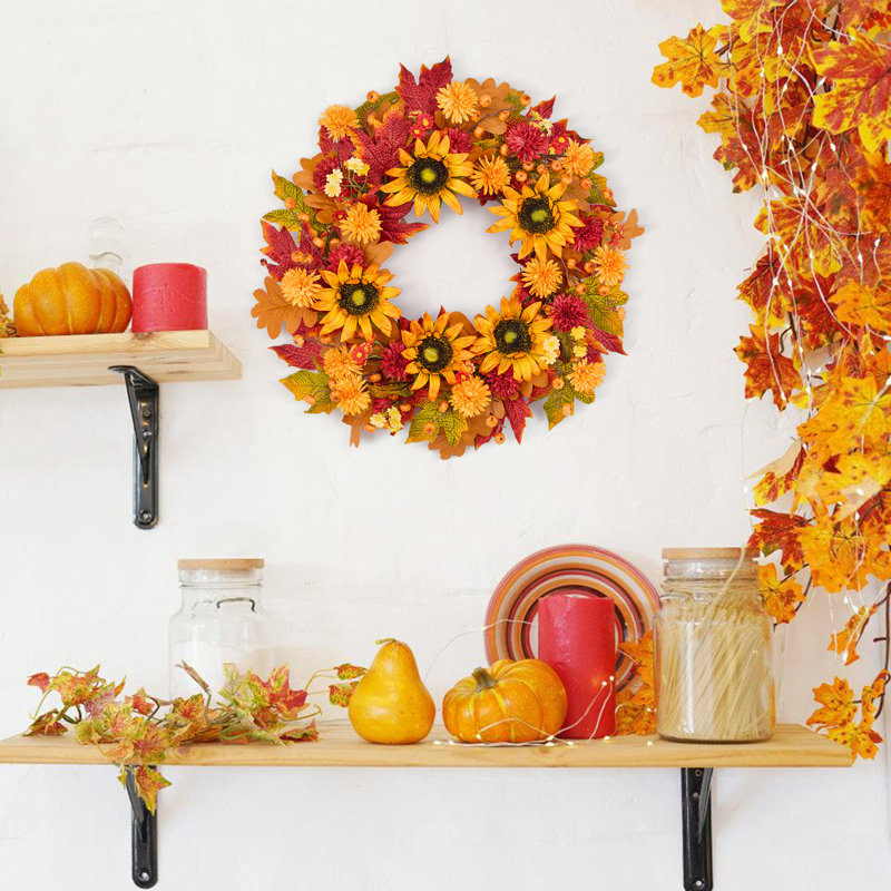 24" Artificial Handcrafted Sunflower, Daisy & Pumpkin Fall Joleen