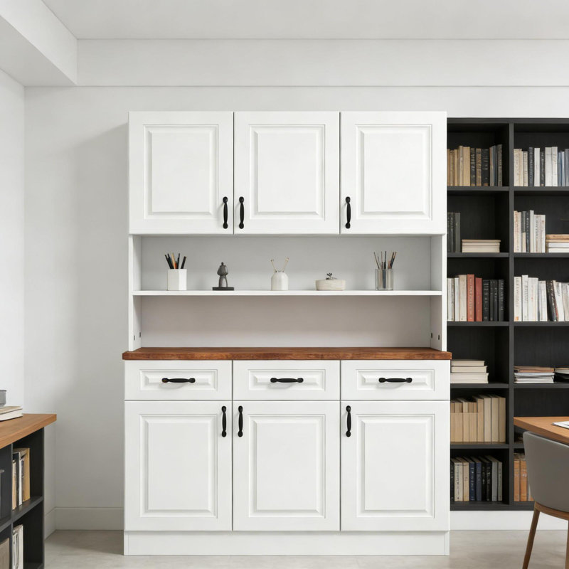 Armoires spacieuses pour garde-manger de ferme, panneau de fibres à densité moyenne blanc, rangement de cuisine polyvalent