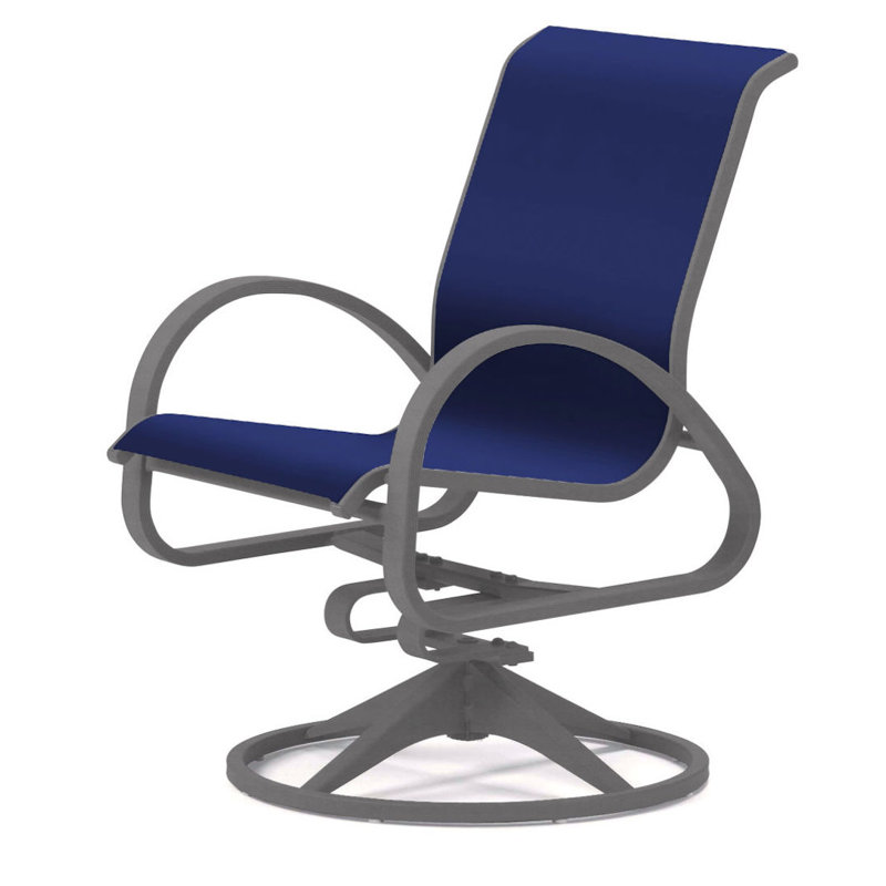 Aruba 1 Outdoor Dining Armchair, Textured Kona, Atlantis Royal Blue Sunbrella®