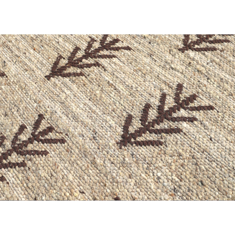 Swirl Moroccan Handmade Brown with Tribal Trees Kilim Wool Area Rug By Tufty Home, Square 6'