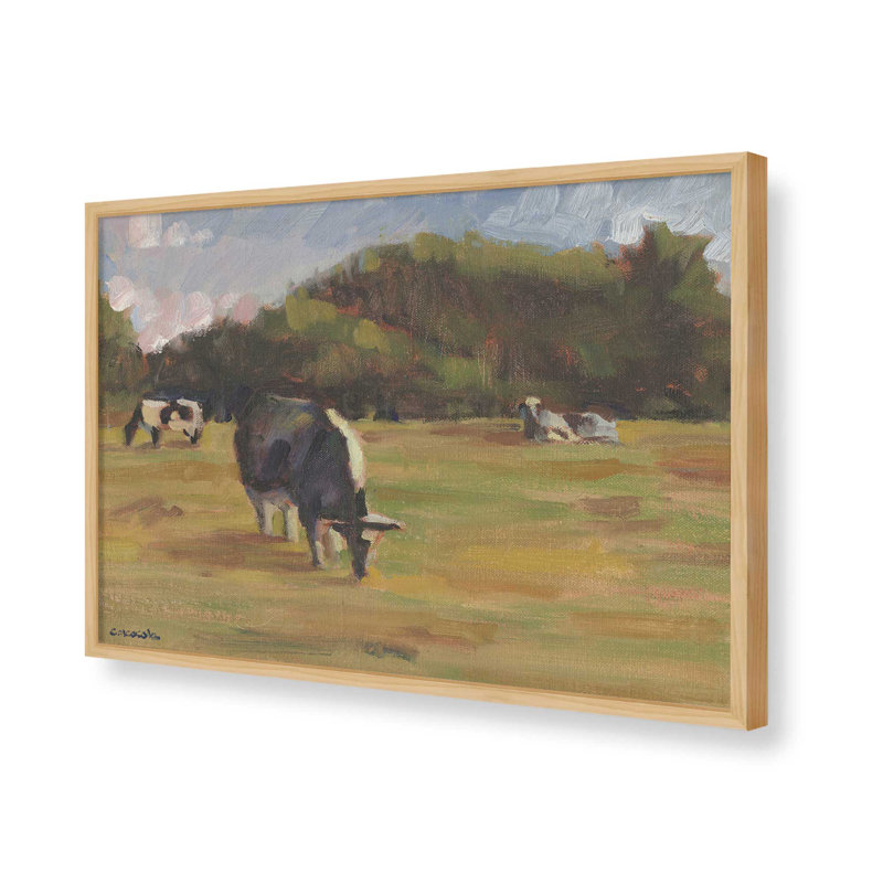 «Resting Cows I» par Stephen Calcasola, reproduction d'art, H 12 po x l 18 po, Argent argent