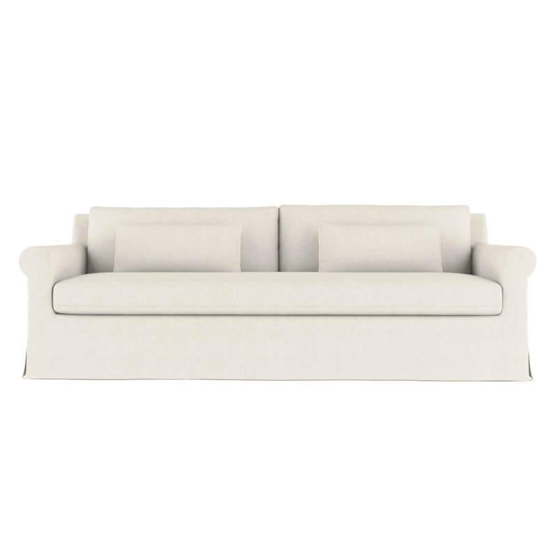 Canapé à accoudoirs arrondis Ludlow, Lin à tissage carré albâtre, H 34 po x l 108 po x P 38 po, Naturel