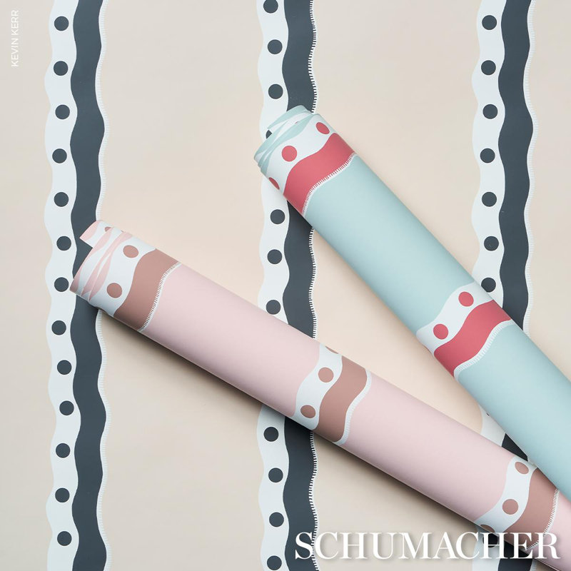 Rousseau Stripe Wallpaper, Rouge/Sky