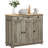 Kitchen Storage Cabinet - Gray, Solid Wood Countertop, 3 Drawers, Doors, Adjustable Shelf Modern Sideboard Ideal For Of Utensils, Napkins, Plates, Pots, Pans