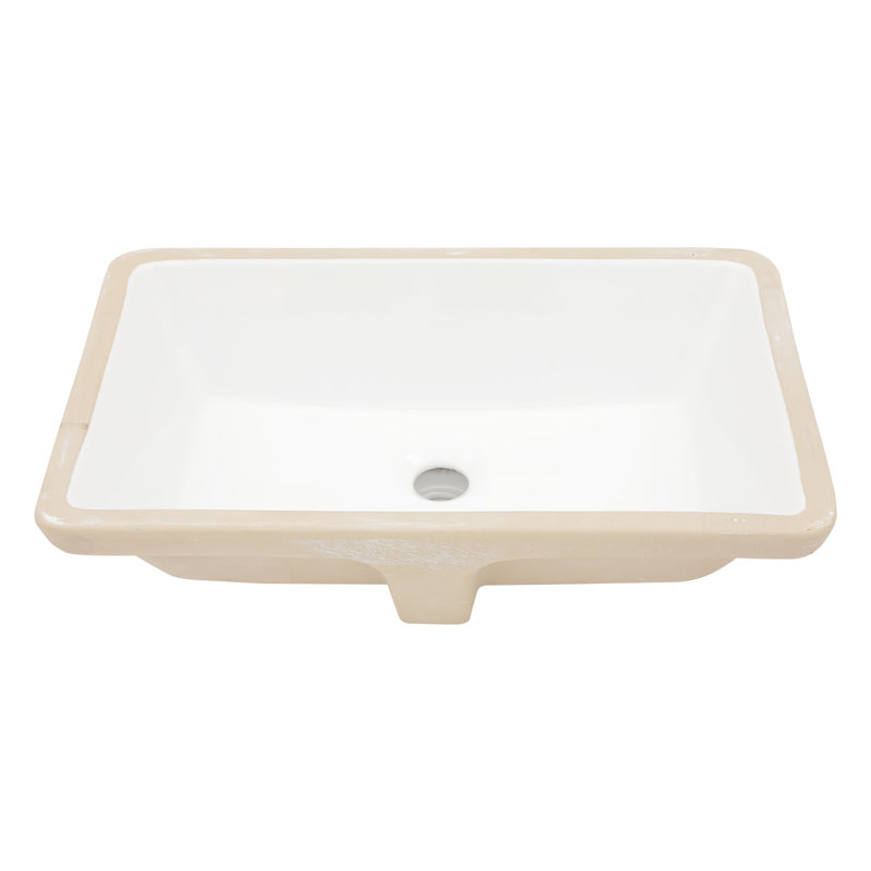 21"X13" White Undermount Ceramic Bathroom Sink, Elegant And Generous Design, Overflow Function Rectangular Quality, Practical Design