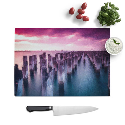 Tempered Glass Princes Pier in Victoria Australia Chopping Board