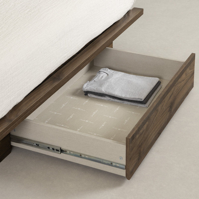 Serrano Queen Platform Bed With Drawer, Dark Brown