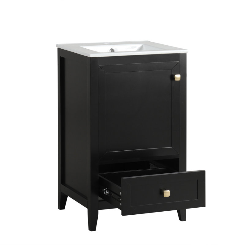 Meuble-lavabo de 20 po avec lavabo, Noir