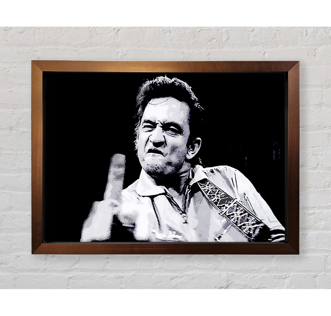 Johnny Cash Finger B N W Gerahmter Druck