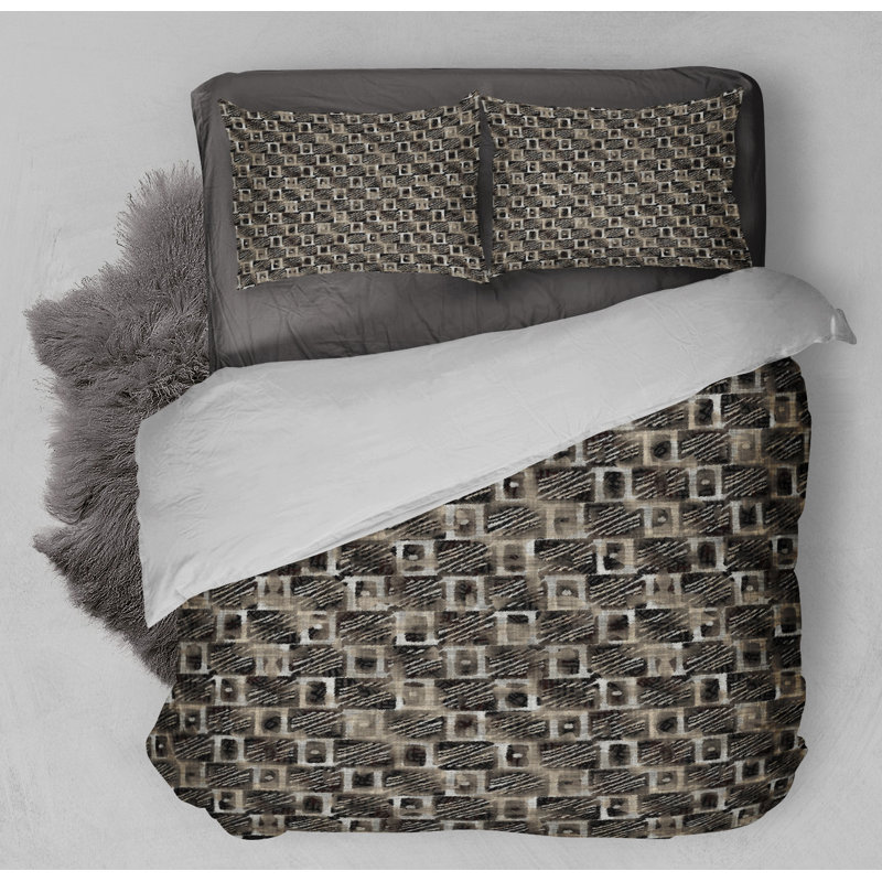 Polyester Geometric Shapes Comforter Set, King Duvet Cover + 2 King Pillowcases