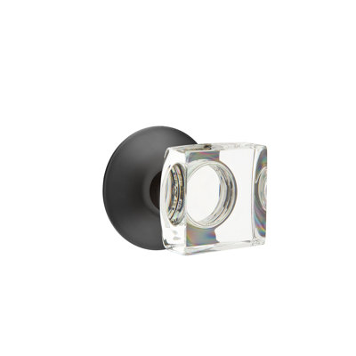Ensemble de boutons d'intimité avec rosette moderne et bouton carré en verre Emtek