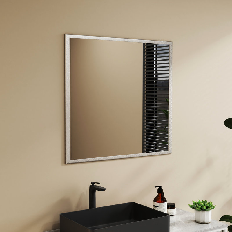 Miroir de salle de bain - Aluminium argenté de 32 pouces, vue dégagée, cadre, facile à monter, H 29,24 po x l 31,73 po