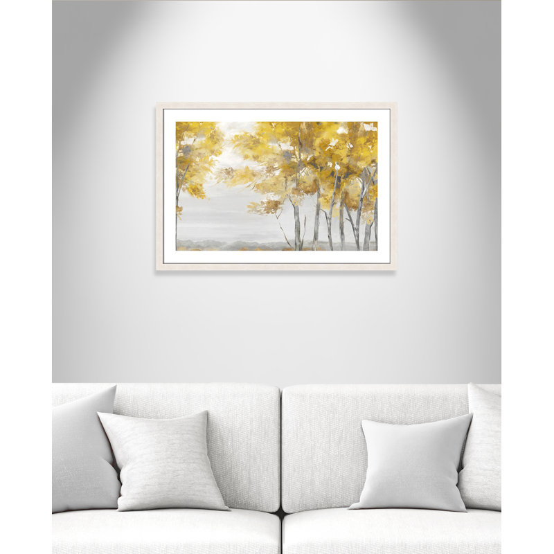 Jaune altruiste - Art encadré autoportant, H 26 po x l 36 po x P 1,125 po, Cadre à grain de bois blanc