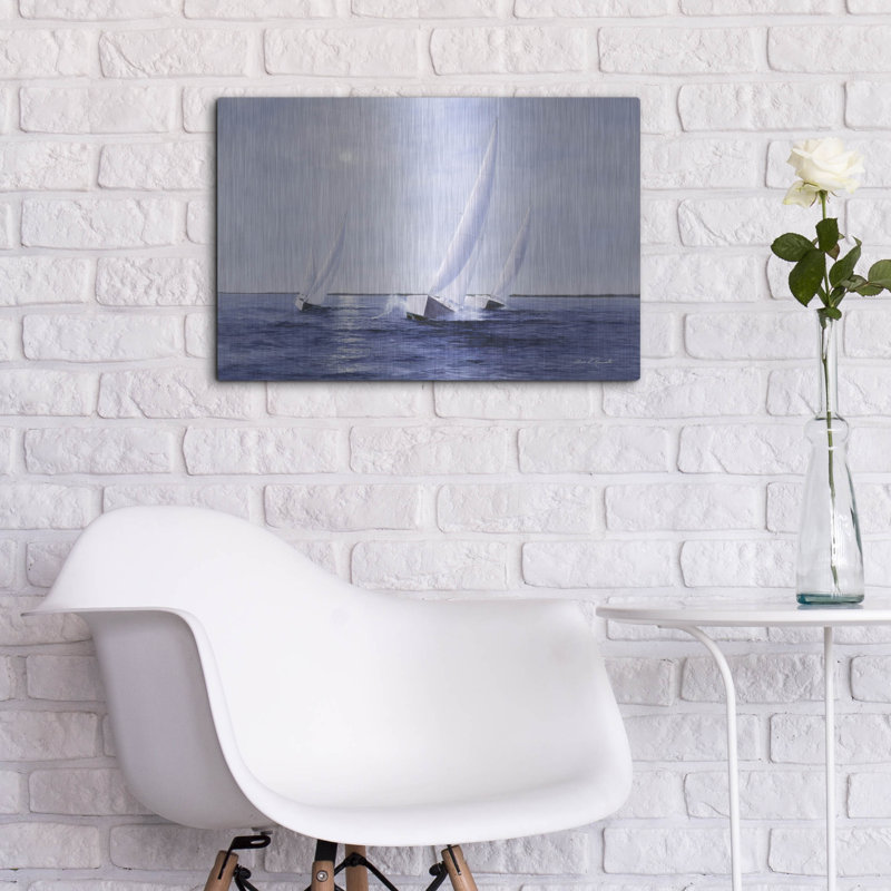 Breakwater Bay «Blue Sails» par Diane Romanello, art mural en métal, H 16 po x l 24 po