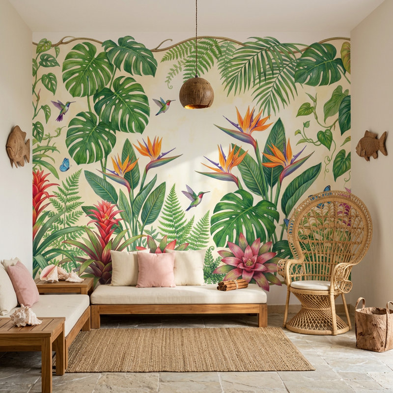 Papier peint botanique tropical, Non-Woven Nonpasted, 200 po x 120 po