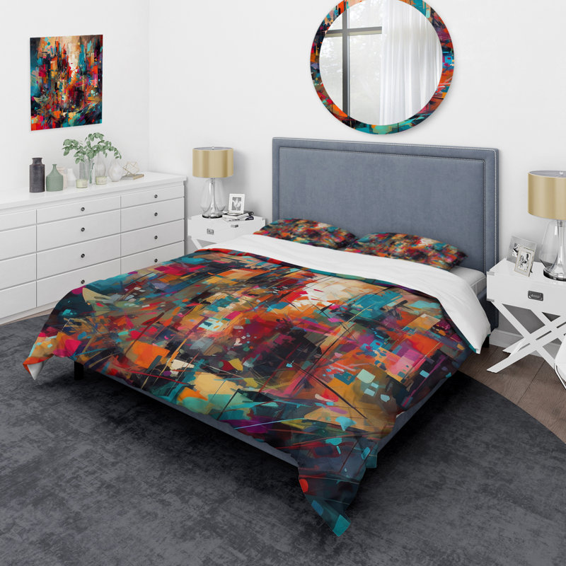 Ensemble de housse de couette en microfibre / polyester Exploration Abstracted Tranquility II Bedding