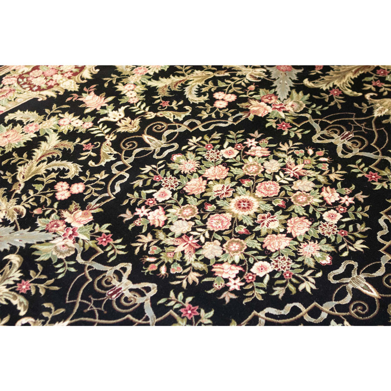 High-Quality Hand-Knotted Black Area Rug