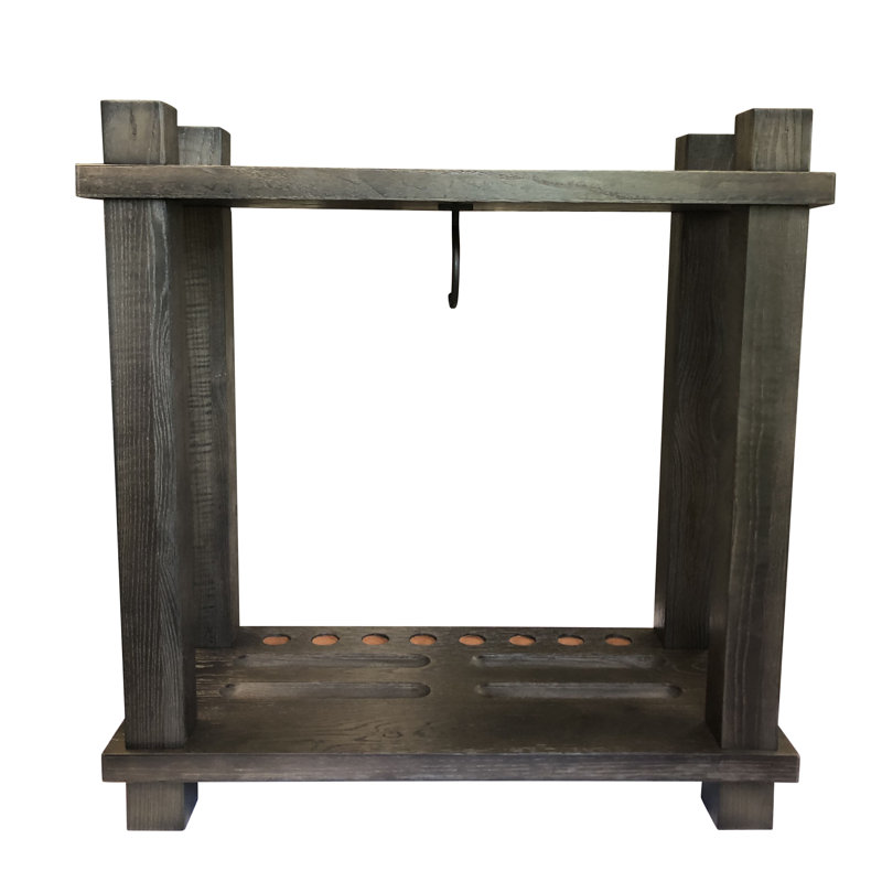 Hardwood 8-cue Billiard Floor Rack, Weathered Fieldstone