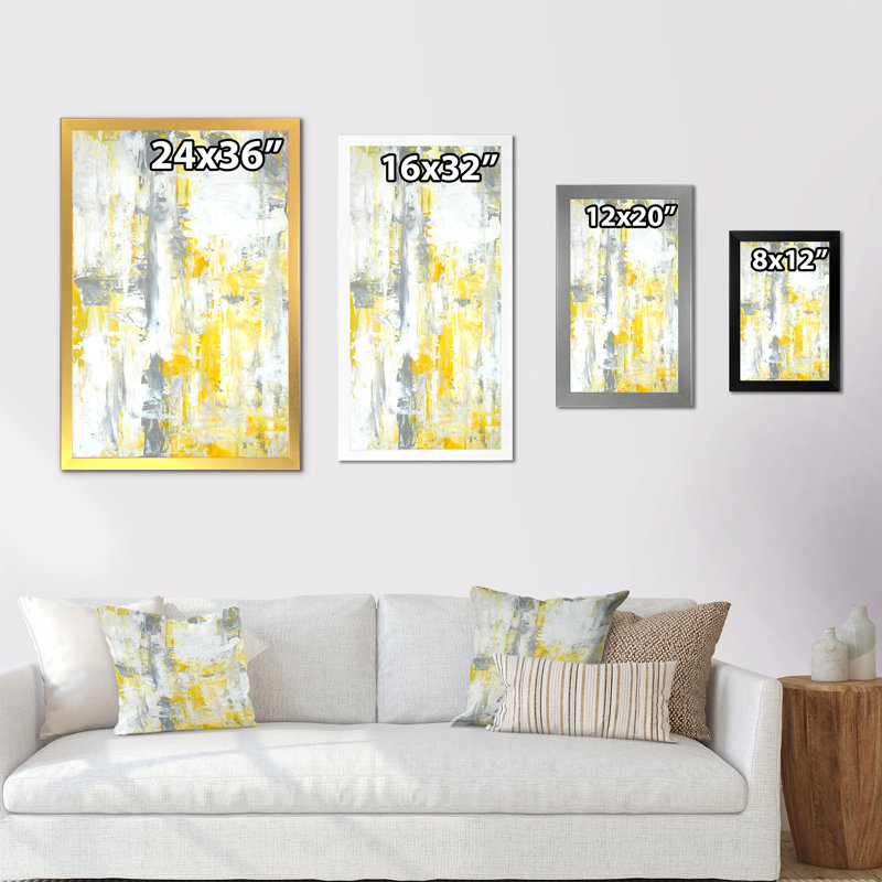 «Gray and Yellow Colorfields», reproduction d'art sur toile encadrée, Cadre doré, H 36 po x l 24 po x P 1 po