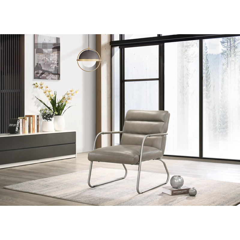 Fauteuil Ashonti, Cuir véritable gris