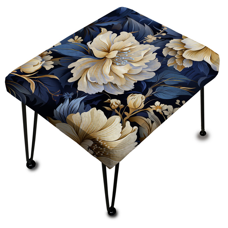 Deep Blue And White Daisy Flower - Floral Rectangle Ottoman