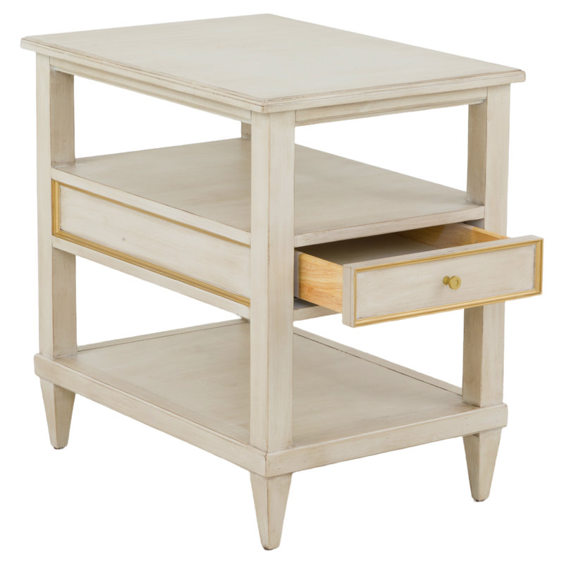 Linea Rectangle One Drawer Open End Table in Café Mocha, Champagne Mist