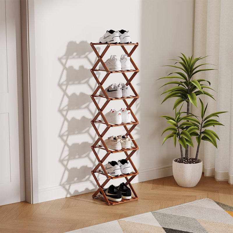 Stackable Shoe Rack, 105cm H x 26cm W x 26cm D, Dark Brown